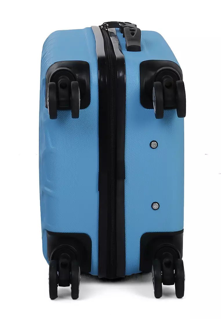 Carlton Koper Hardcase Desain Hexagon Size 20 Inch Suitcase Unisex with Rear Compartment Rubber Slot Material ABS+PVC Coated ORIGINAL - Light Blue