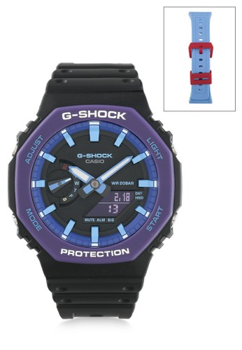 Jual G Shock Casio G Shock Jam Tangan Pria Black Purple Resin Ga 2100ths 1adr Original Zalora Indonesia