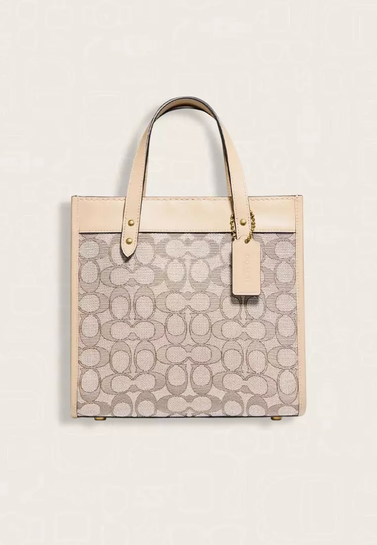 Coach Field Tote 22 In Signature Jacquard Stone Ivory 
