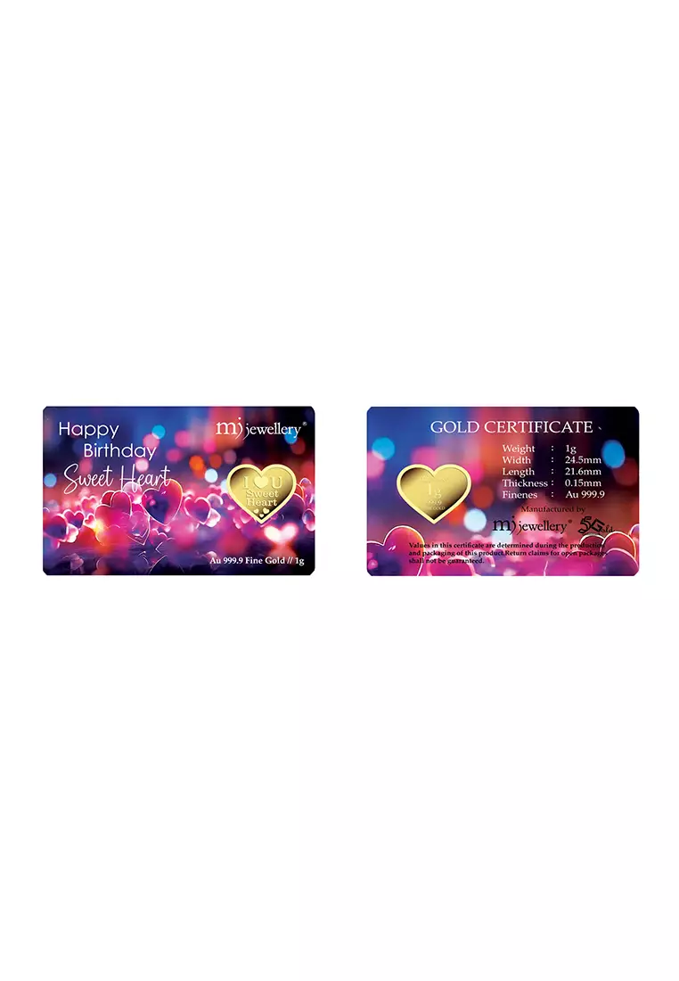 5G Gold Collection 999.9/24K Sweet Heart Series Gold Bar (1g)