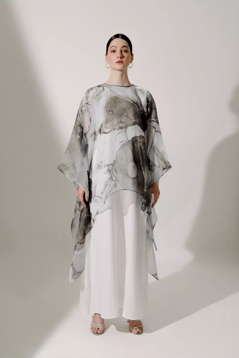Demure Studio - AMEENA KAFTAN IN BLACK - 2 PIECE SET - ORGANZA SILK -  DRESS