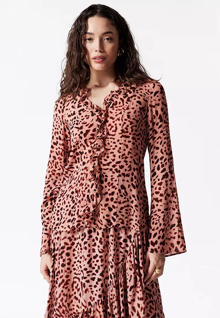 V-Neck Ruffle Blouse