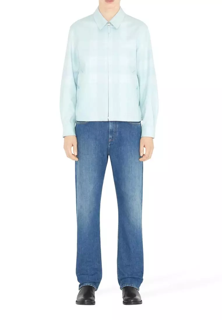 Burberry Reversible Check Cotton Harrington Jacket in Duck Egg Blue