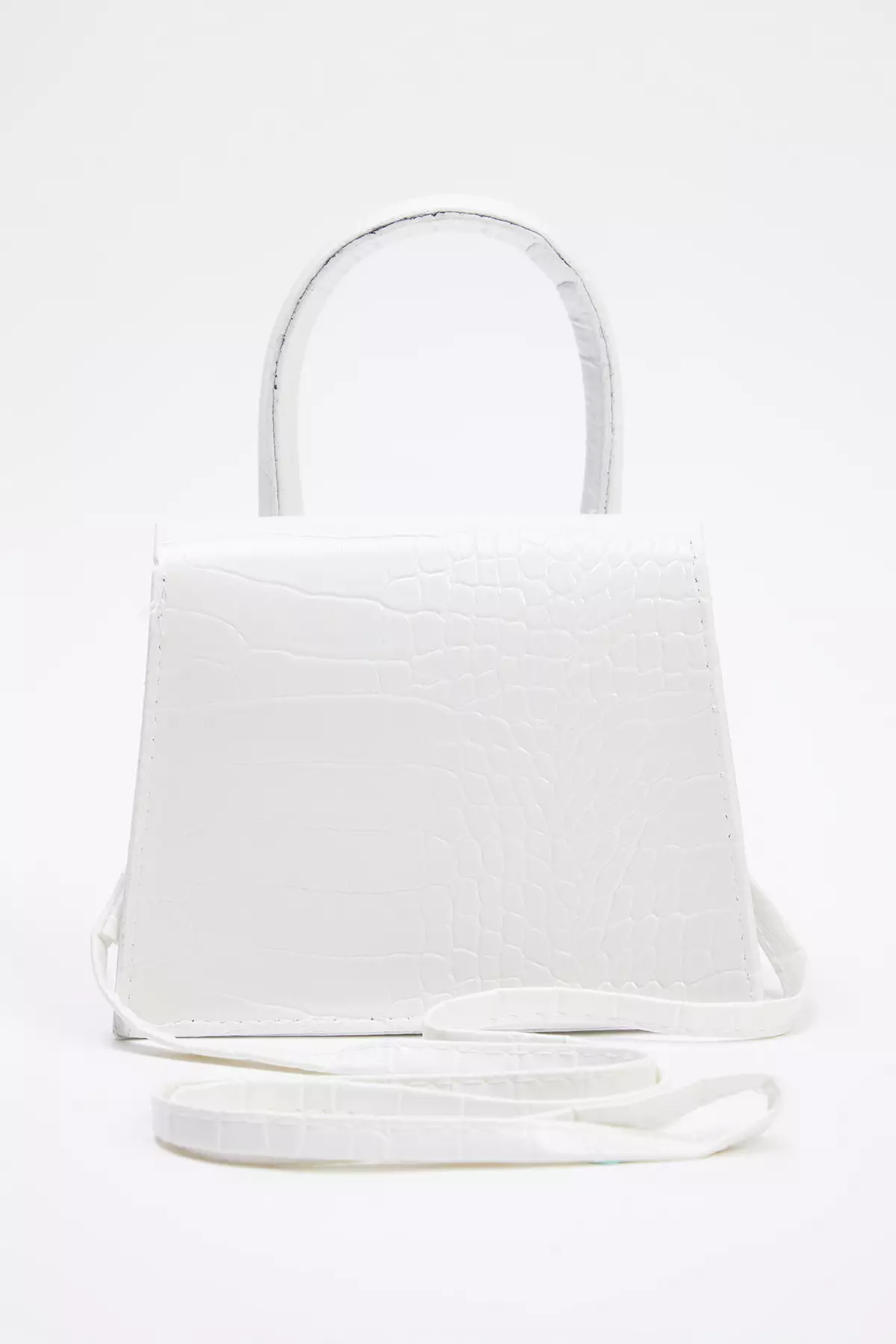 White Textured Cross Strap Women's Mini City Bag Twoaw25Oc00000