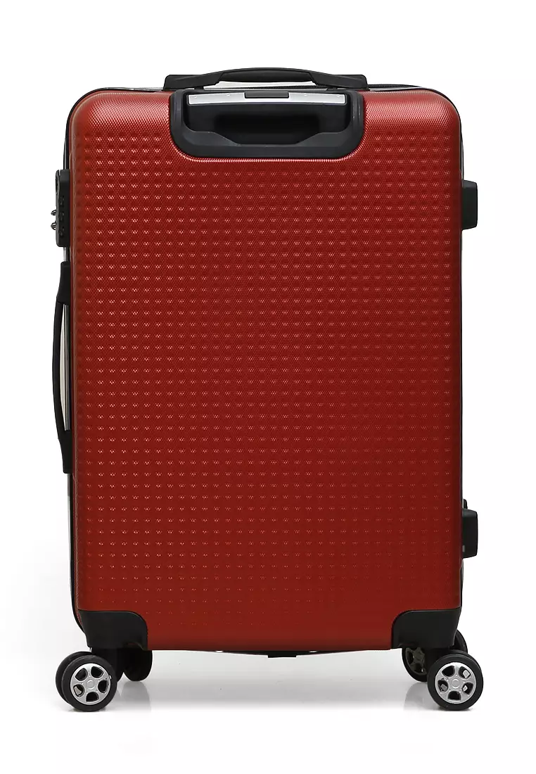 Isvara Tas Koper Hardcase One Set Unisex Large Compartment Suitcase Code Lock System Material ABS+PVC Coated ORIGINAL - Maroon