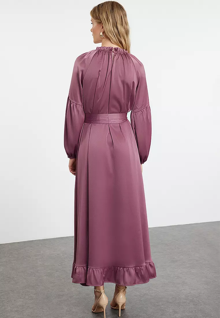 Satin Belt Detailed Dress