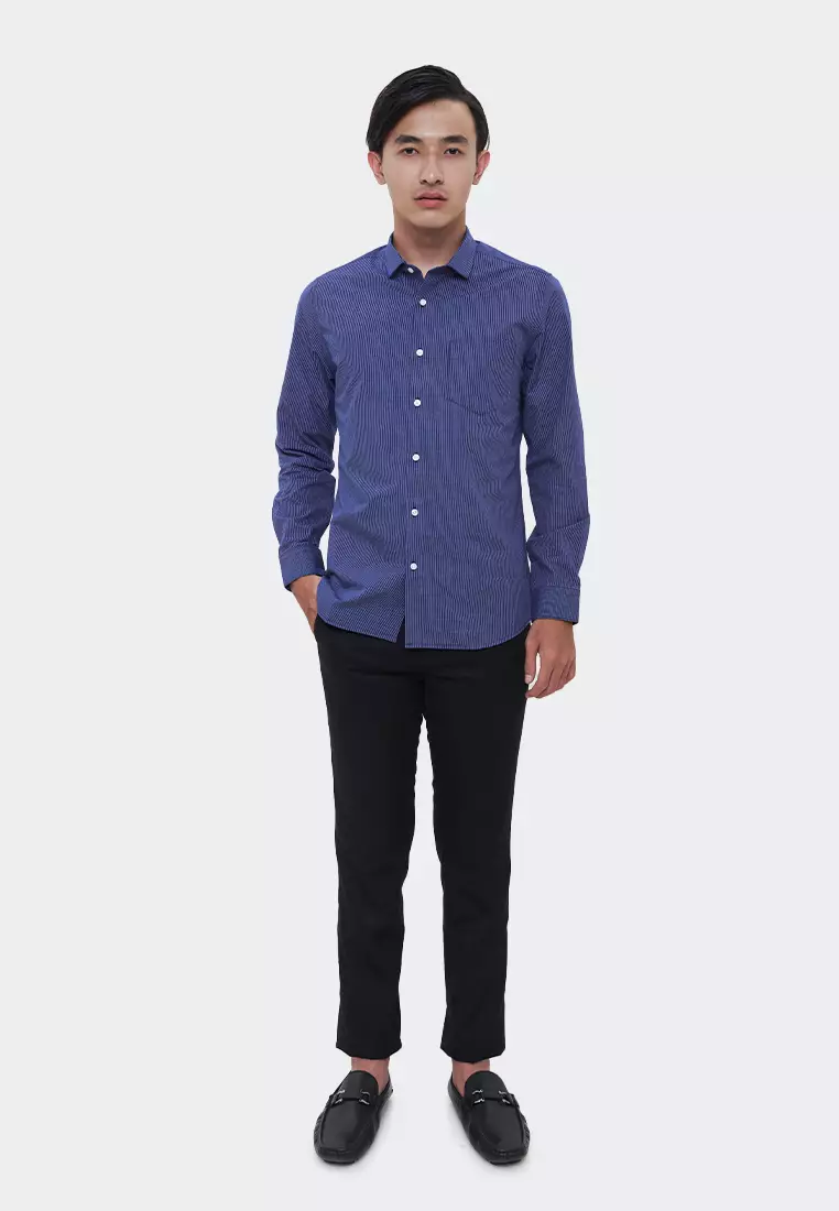 MANZONE kemeja lengan panjang BARLOW-NAVI