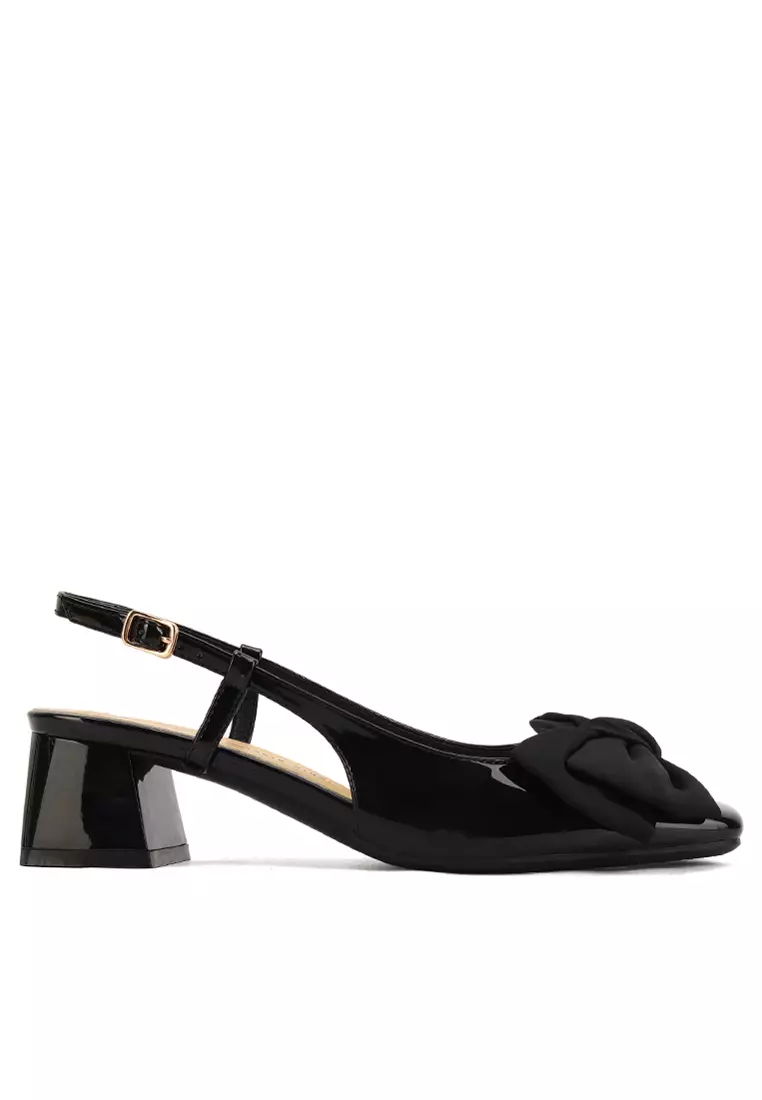 Twenty Eight Shoes Bowknot Patent Leather Slingback Mid Heel XJ333-9