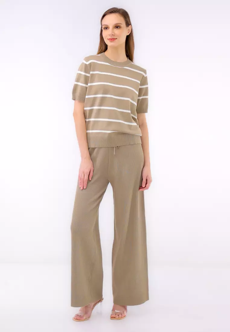 Ladies Knitted 2 In 1 Blouse & Pants