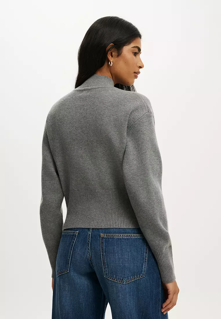 Lotus Cinched Zip Knit Sweatshirt