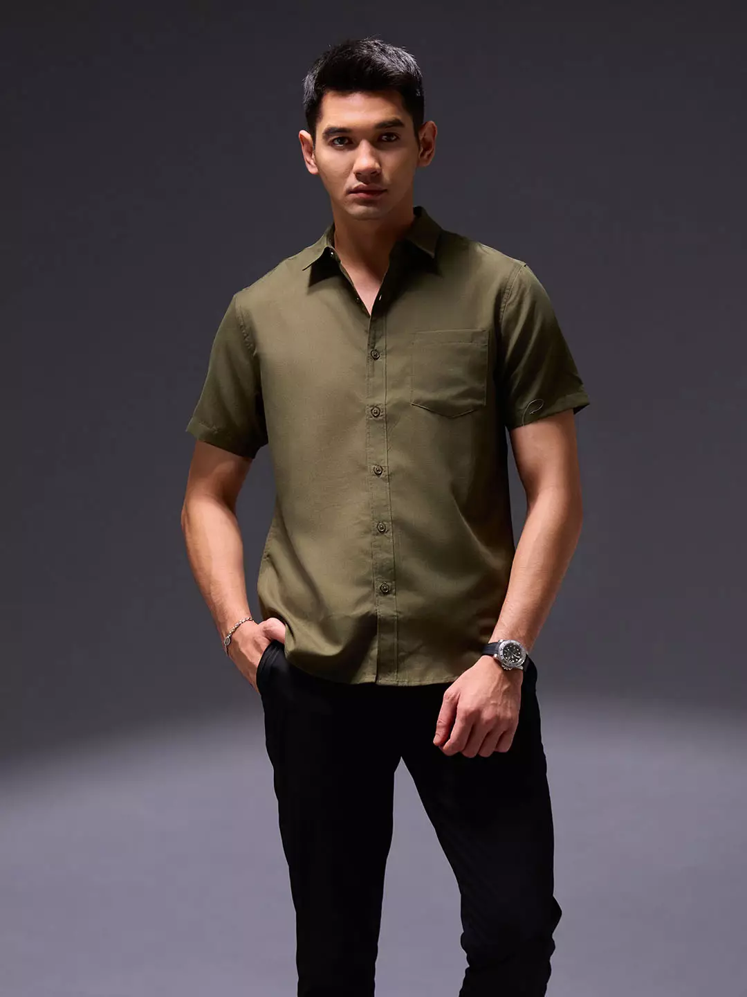 OXCON Easy Shirts Kemeja Tangan Pendek Army