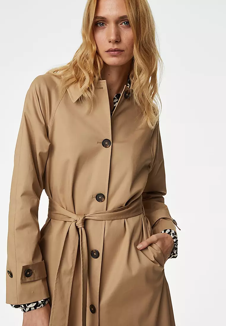 Cotton Rich Belted Longline Trench Coat