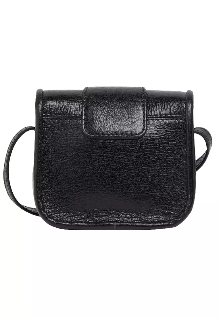 MicSaddie In Goatskin Crossbody Bag in Black