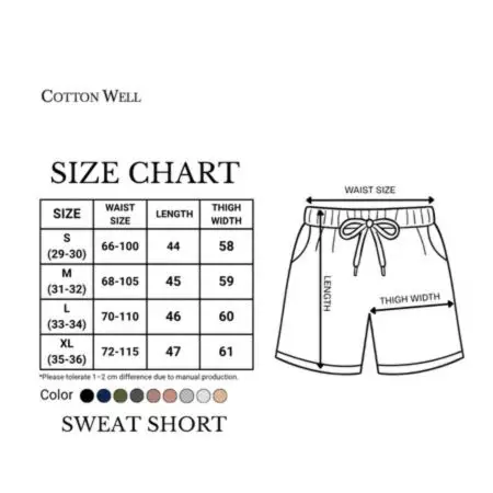Cotton Well Sweat Short French Terry Celana Pendek Sporty Santai Polos