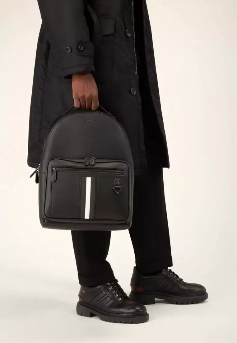 Bally Mavrick Recycled Leather Backpack In Black