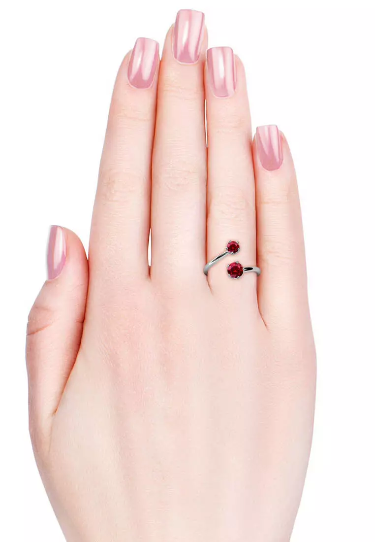 Birth Stone Ring January Garnet WG - Cincin Crystal by Her Jewellery