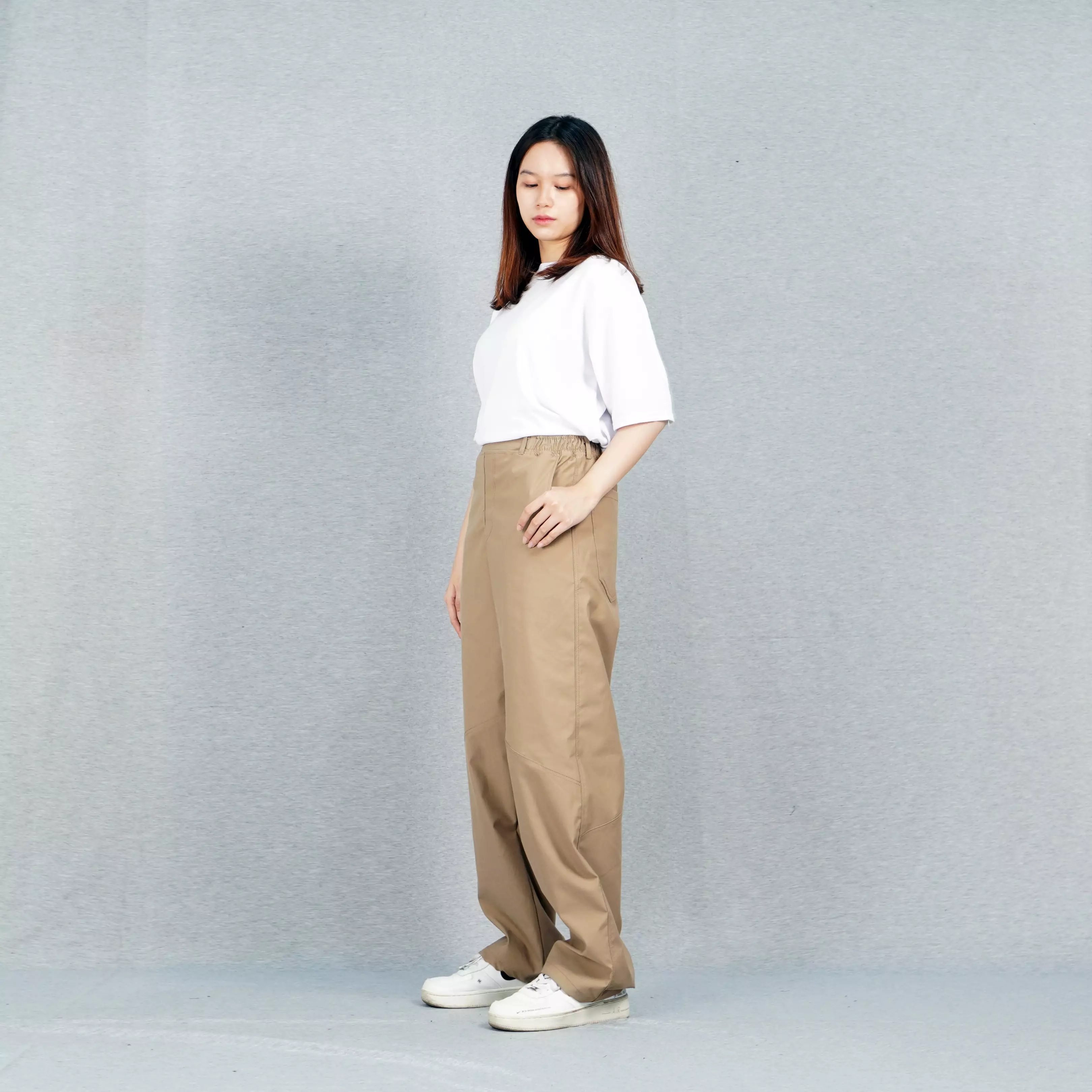 HIRO Celana Wanita Baggy Pants Celana Wanita Loose Pants Celana Panjang Wanita - KHAKI