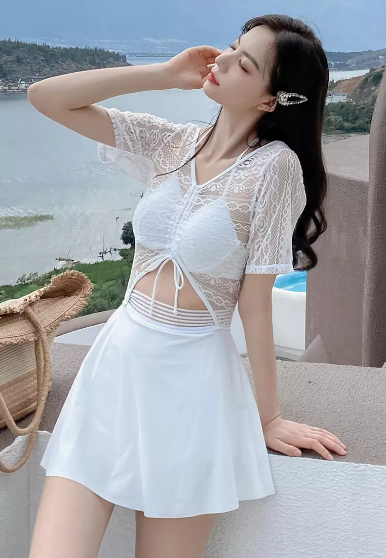 White lace outlet swimsuit