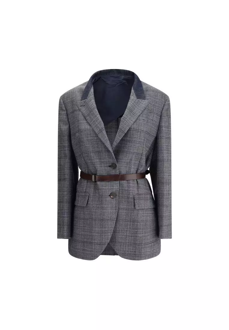 Buy Brunello Cucinelli Prince of Wales Pattern Blazer with