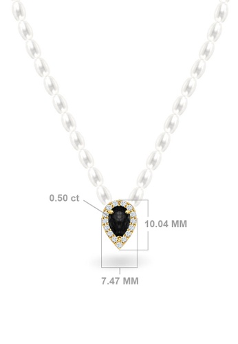 Aquae Jewels yellow Necklace Empress Pearls on 18K Gold, Diamonds & Precious Stones - Emerald - Sapphire - Ruby - Onyx - Yellow Gold,Onyx,White Pearl 48EF7AC2D80276GS_1