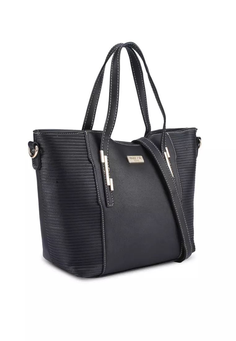 Debossed Convertible Top Handle Bag