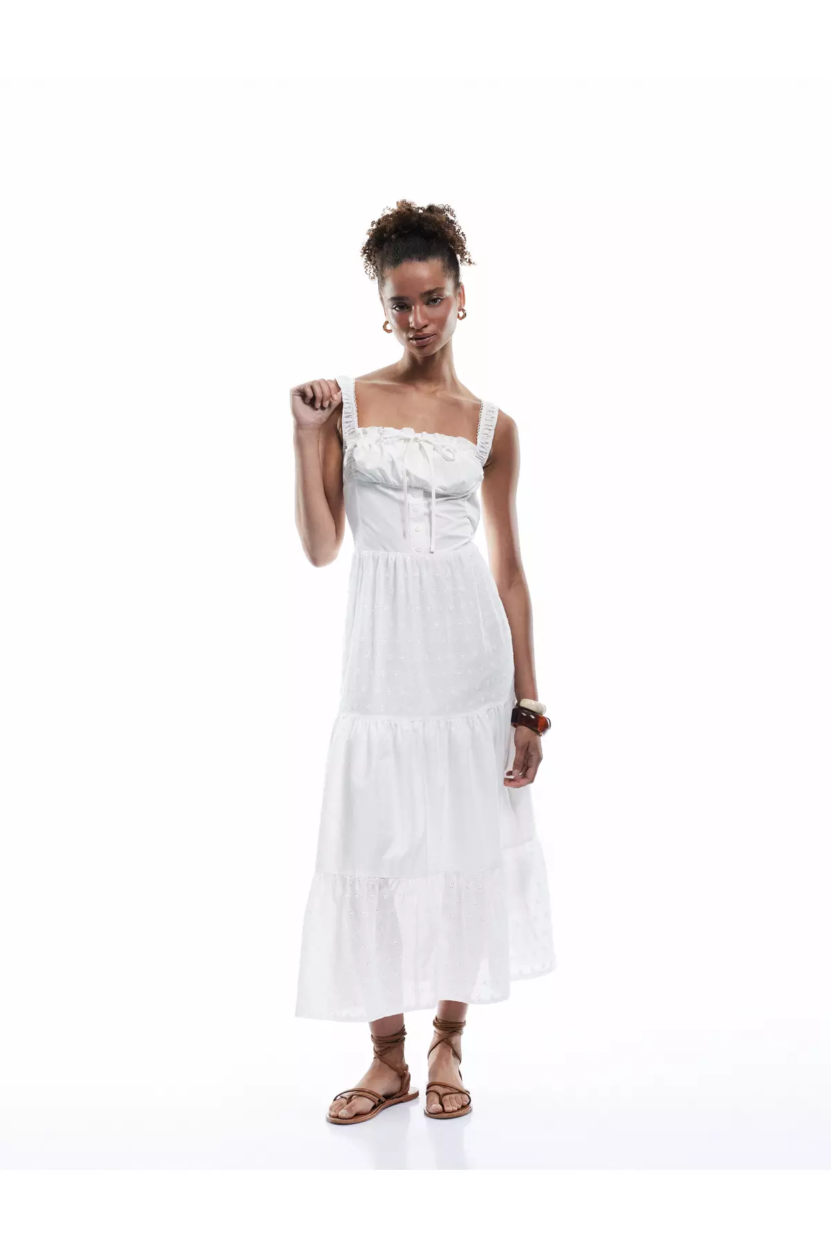 Sleeveless U-Neck Bow Lace-Up Lined Long Fishtail Dress