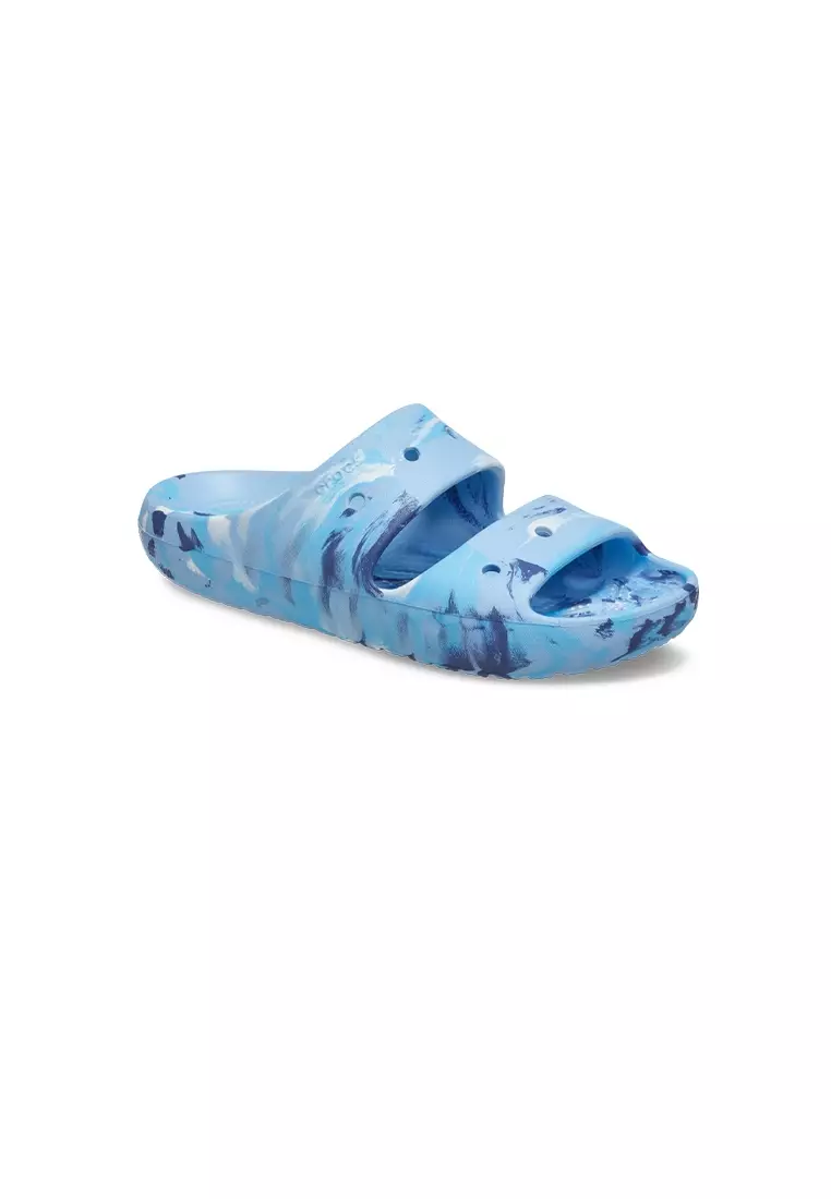 Discount on Crocs  shoes - SKU: Classic Marbled Sandal V2 in Blue Calcite Multi