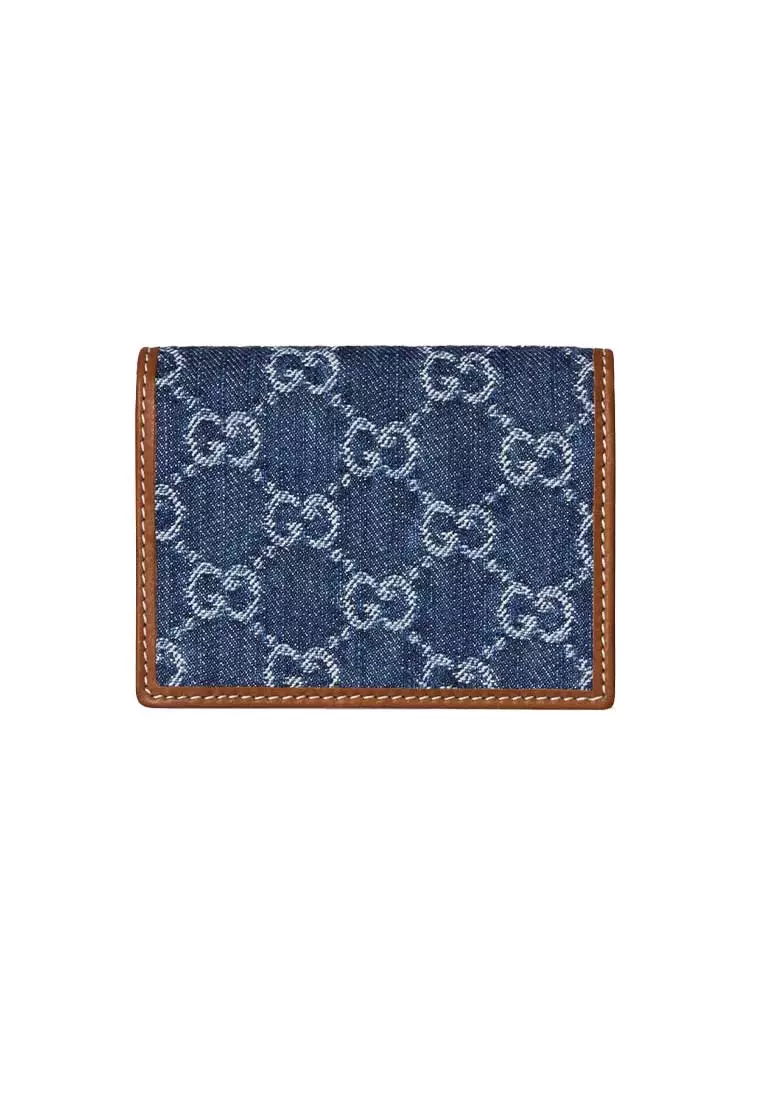 GG Emblem Small Wallet Denim/Sundial 820692