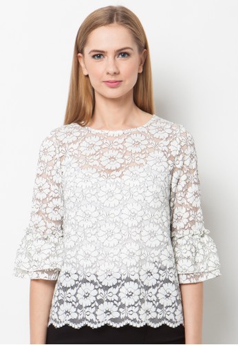 Full Lace Double Bell Sleeves-White