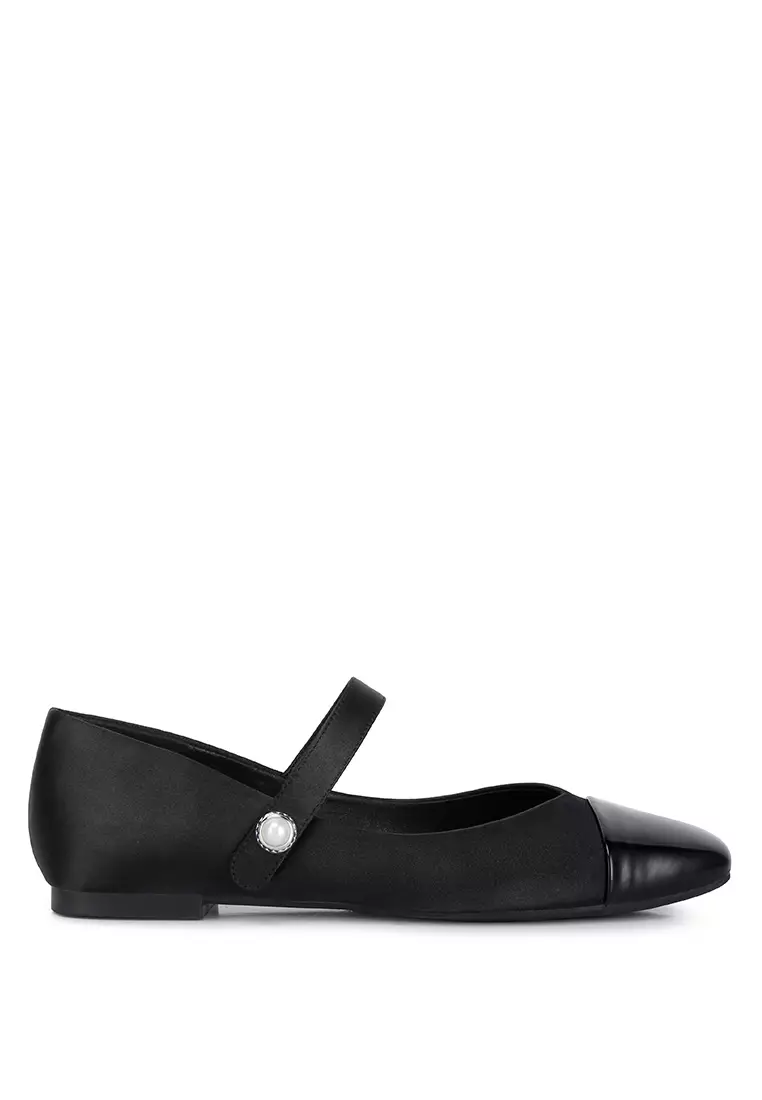 Discount on London Rag  shoes - SKU: Black Patent Toe Cap Satin Mary Jane