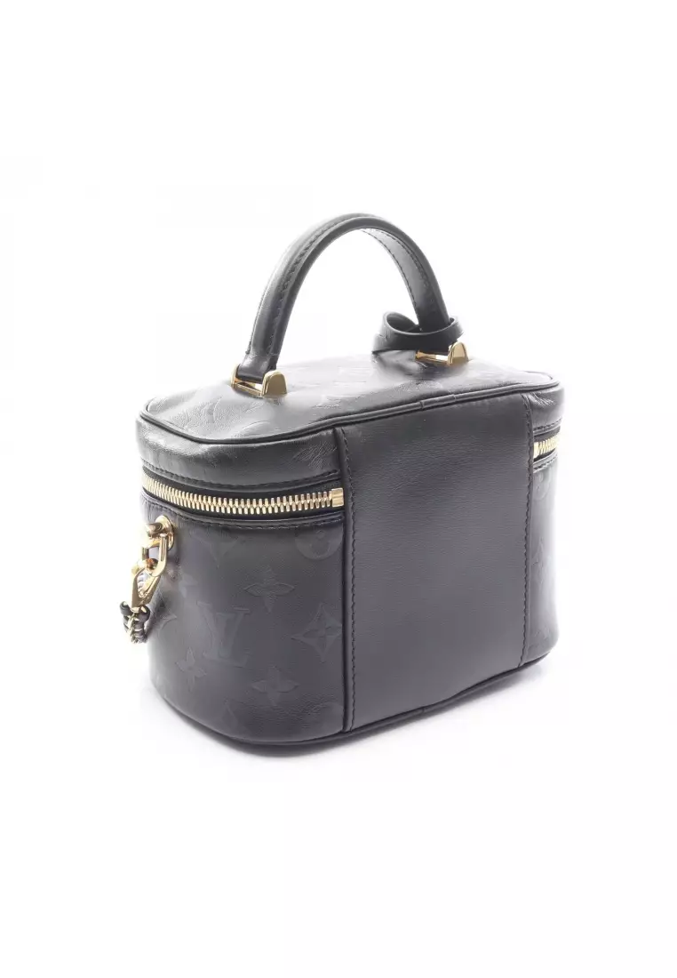 Pre-Loved Louis Vuitton Vanity PM monogram ink Handbag vanity bag leather black 2WAY