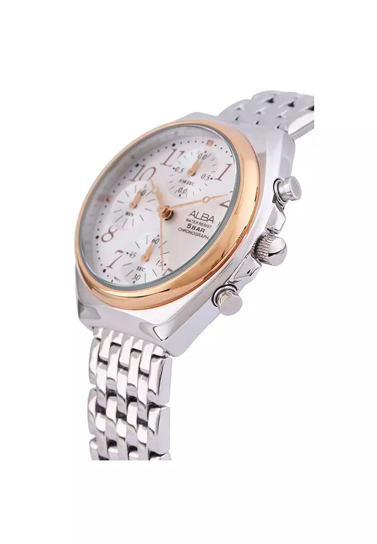 Jam Tangan Wanita Alba Original Garansi Resmi Strap Stainless Steel Silver AM3488 AM3488X1 Silver
