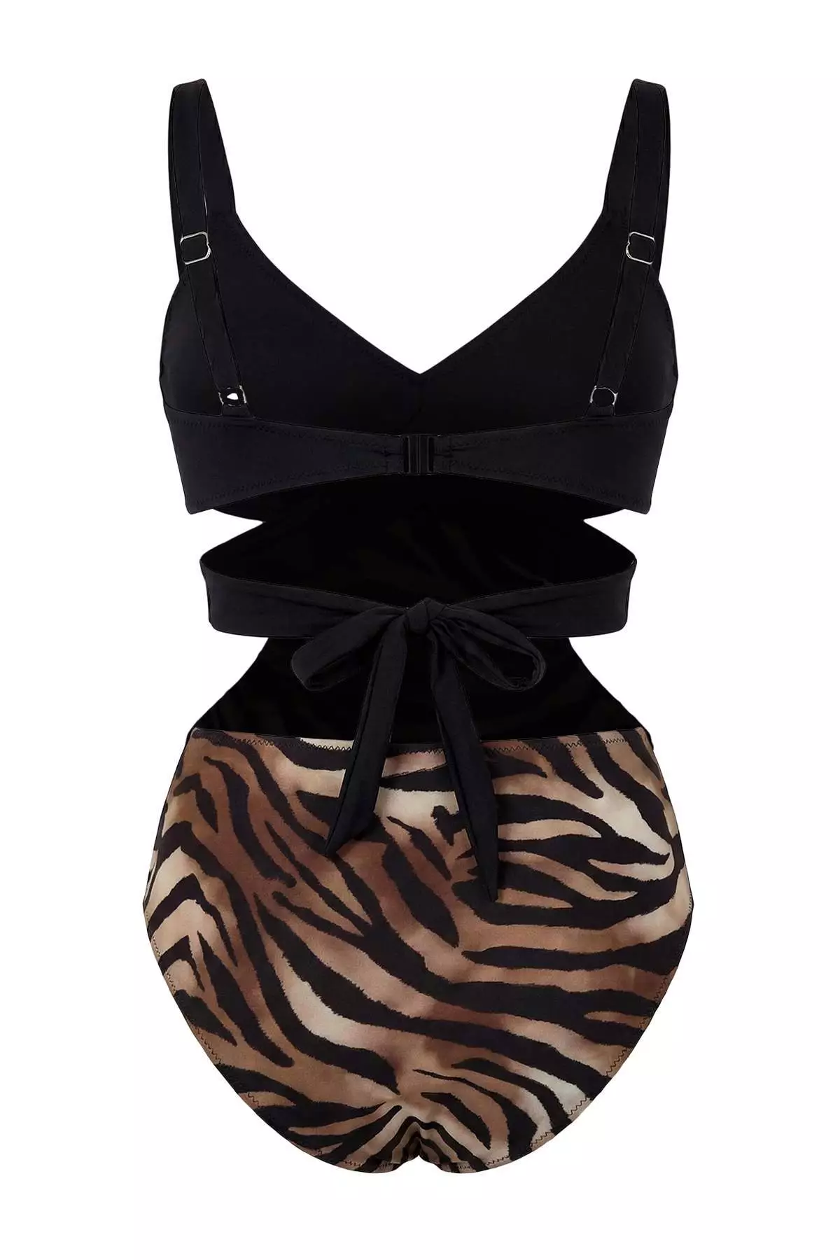 Zebra Patterned Cut Out Detailed Covered Regular Mayokini Tbess26My2