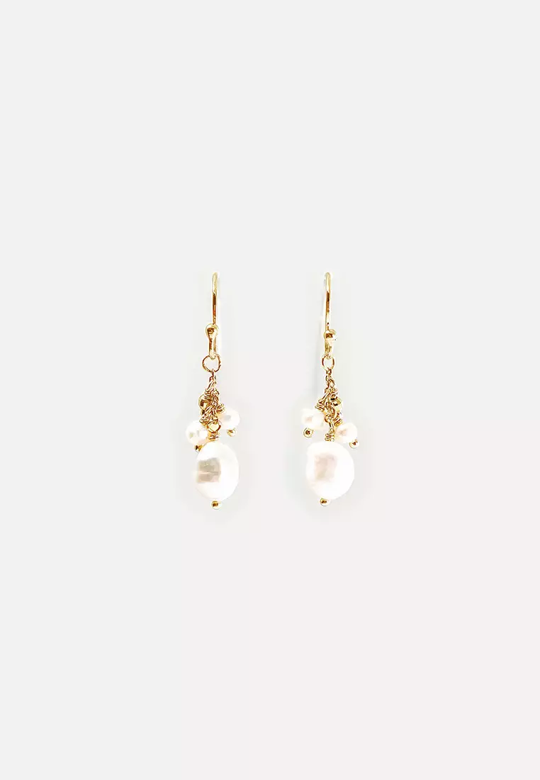 Fish hook pearl on sale earrings