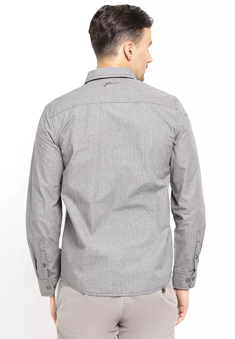 Johnwin - Kemeja Casual - Kemeja Lengan Panjang - Kemeja Pria - Soft Grey - ASH.670.S871.648.C L/S