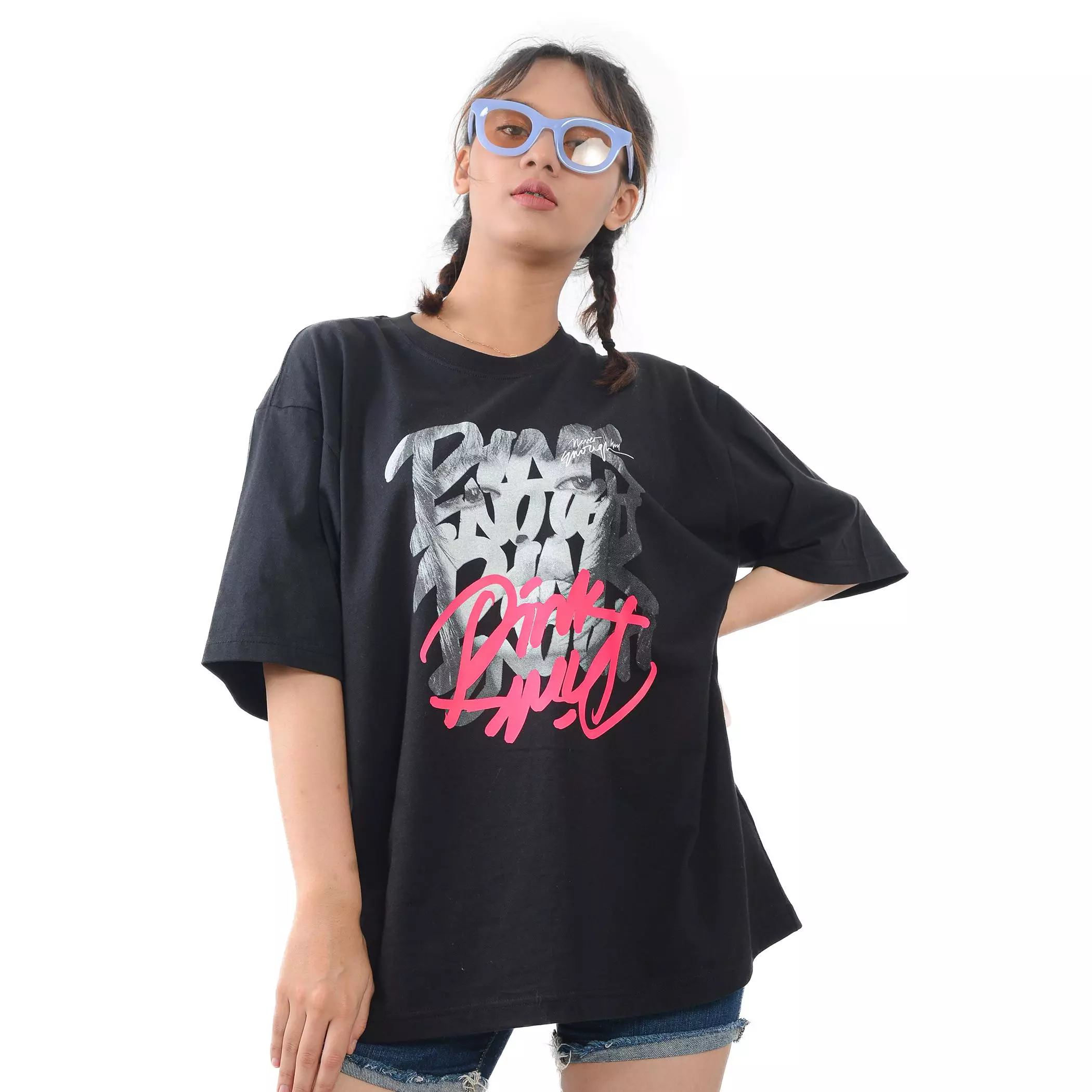 Enough For Today - Kaos Oversize Lisa Black Pink Enough Black