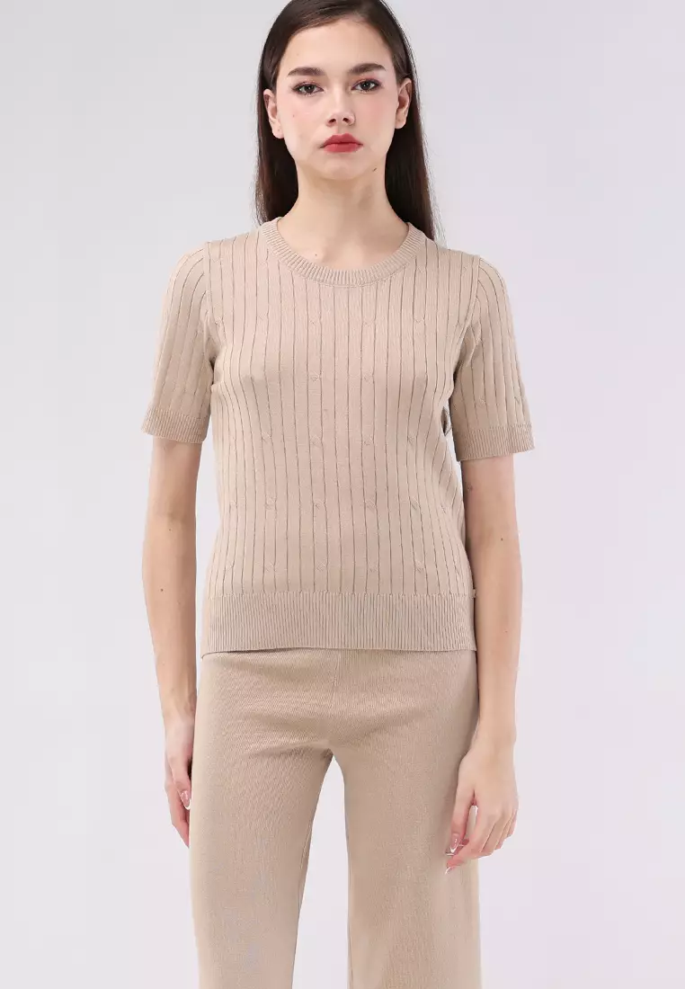 Knitted Short Sleeve Tops/Pants Terno