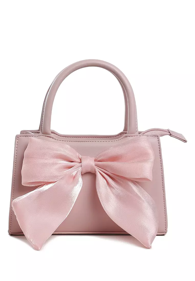 Tas Tangan Mini Detail Pita Besar Warna Pink