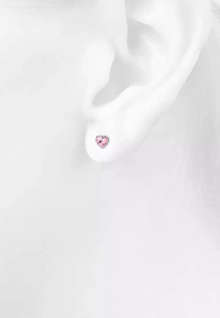 Heart Bezel Studs Pink