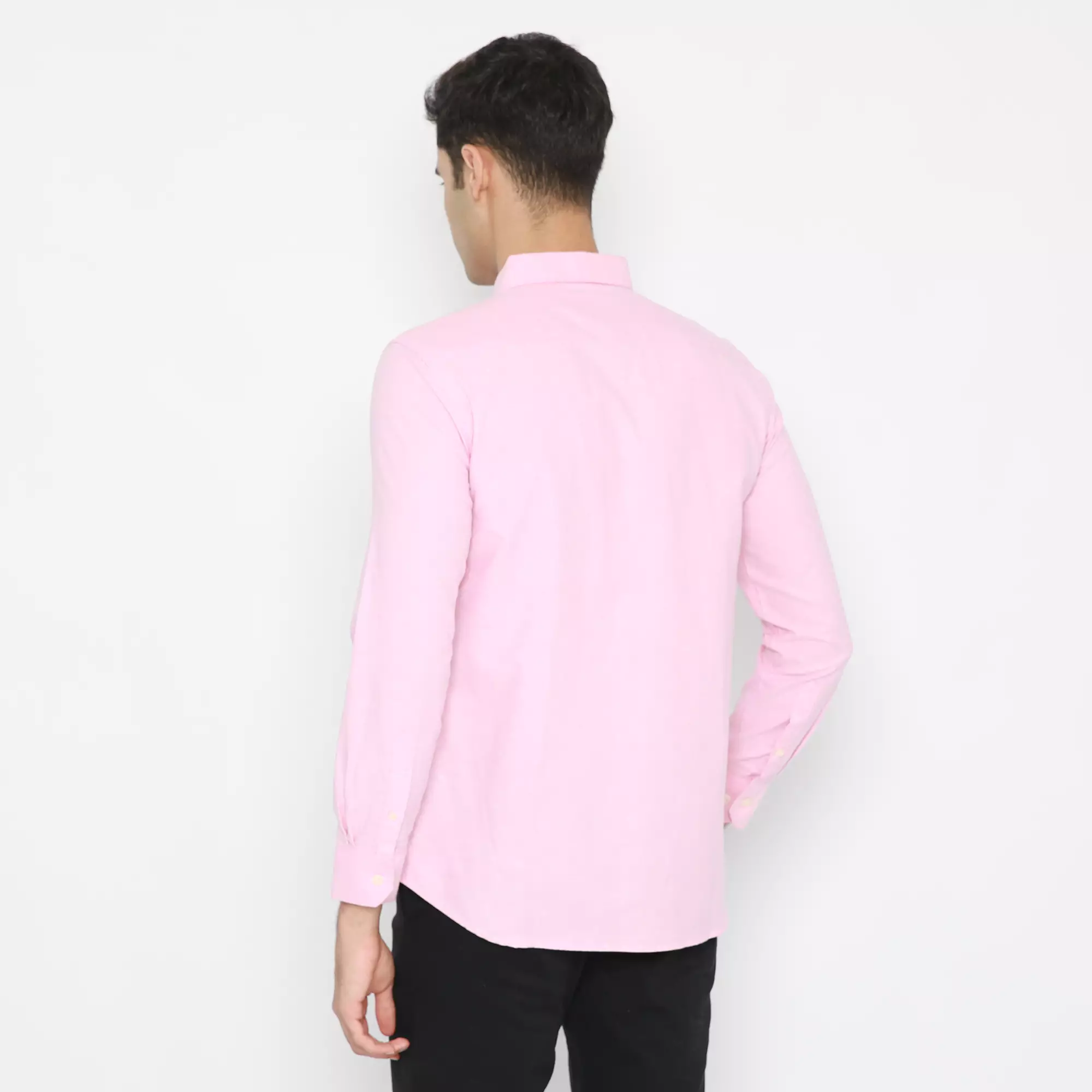 Platini Kemeja Pria Polos Lengan Panjang Katun Oxford Pink 66204