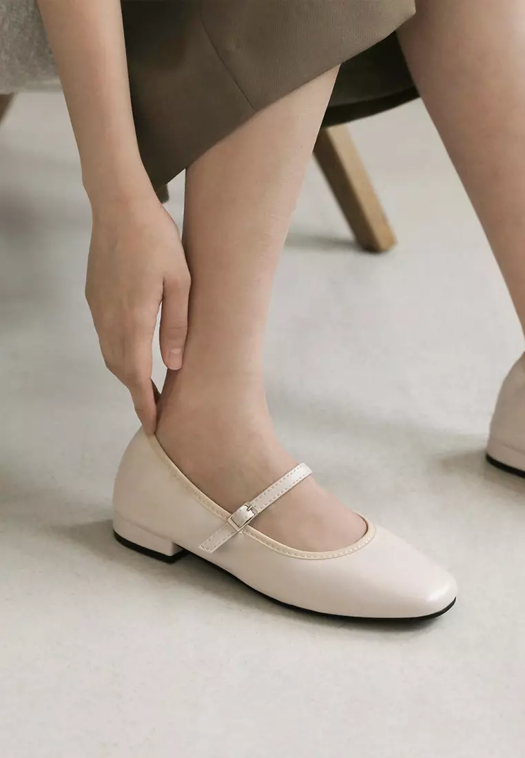 Charlotte Maryjane Flats (2cm) - Ivory