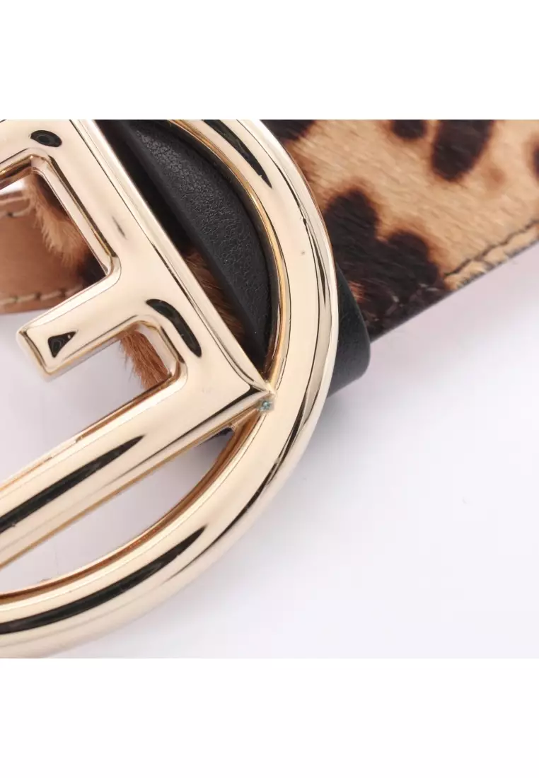 Fendi Pre-Loved Fendi FF logo buckle, leopard gold hardware  display picture 3