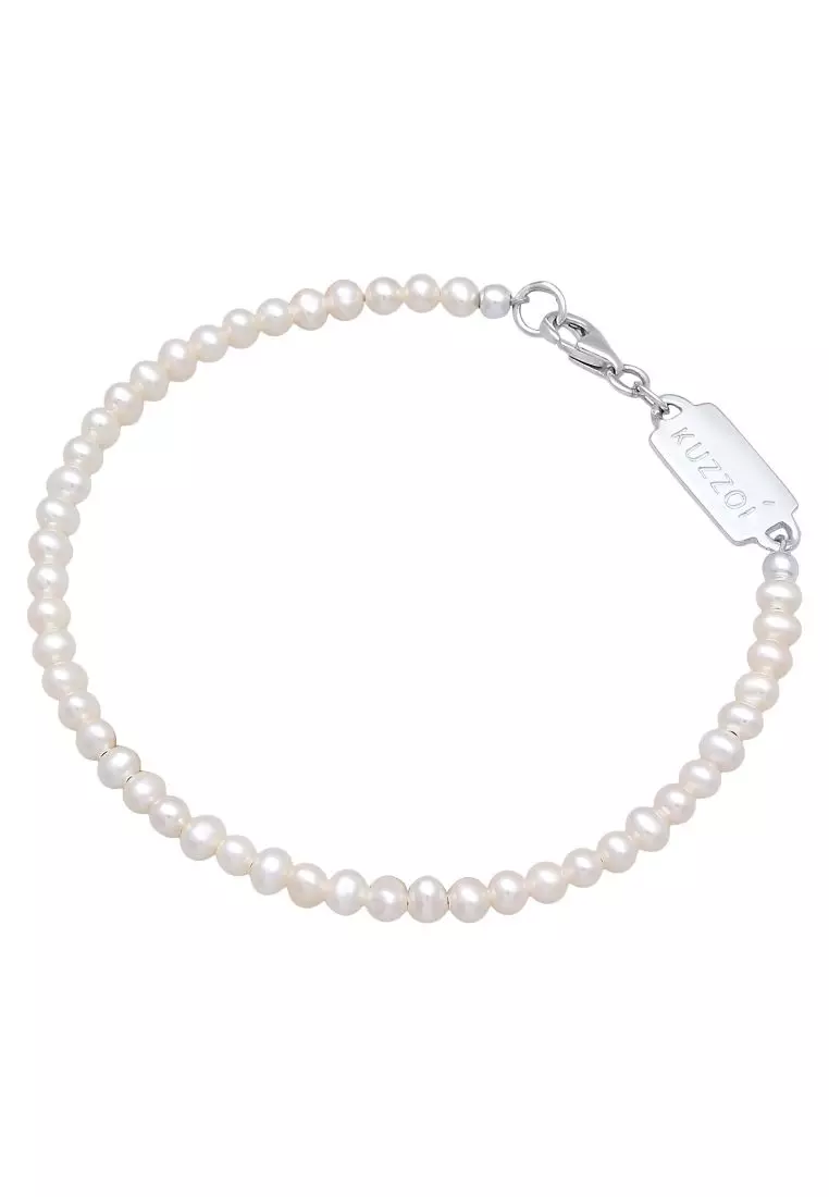 EXCLUSIVE Gelang Perhiasan Perak 925 Pria Classic Trend Simple Freshwater Pearls