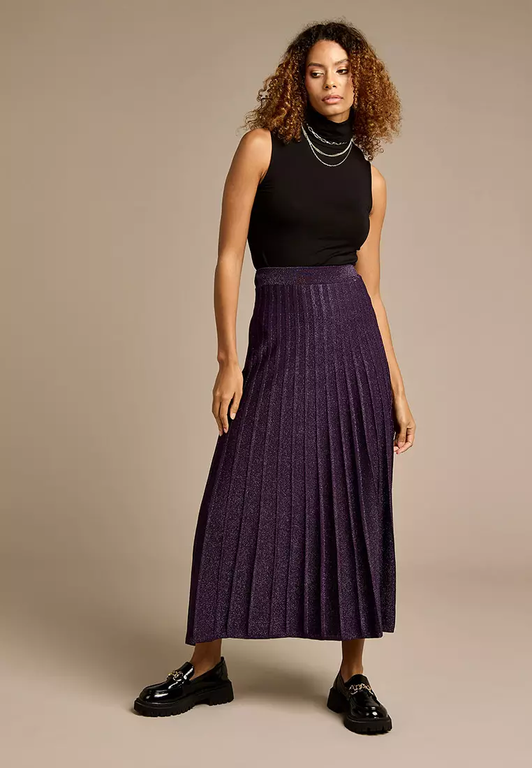 Metallic pleated skirt online best sale