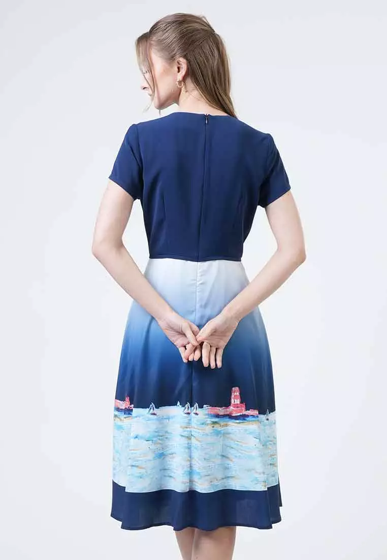 Marina Landscape A-Line Dress