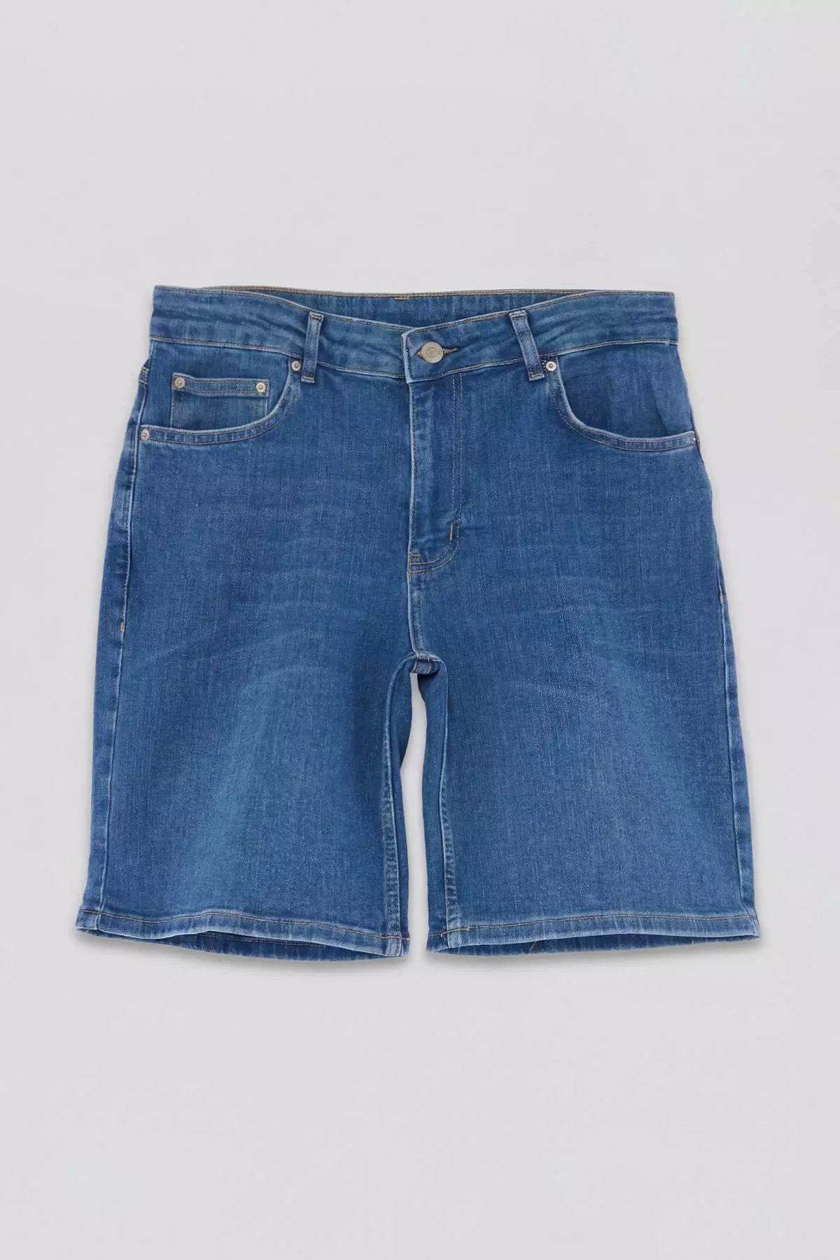 Blue Regular Fit Pipe Leg Flexible Men'S Denim Shorts & Bermuda Tmnss26Sr00033