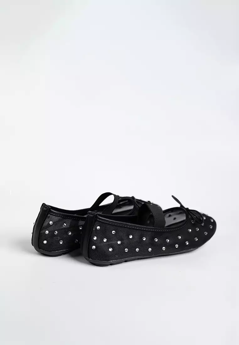 Glitter Mesh Ballerina Flats