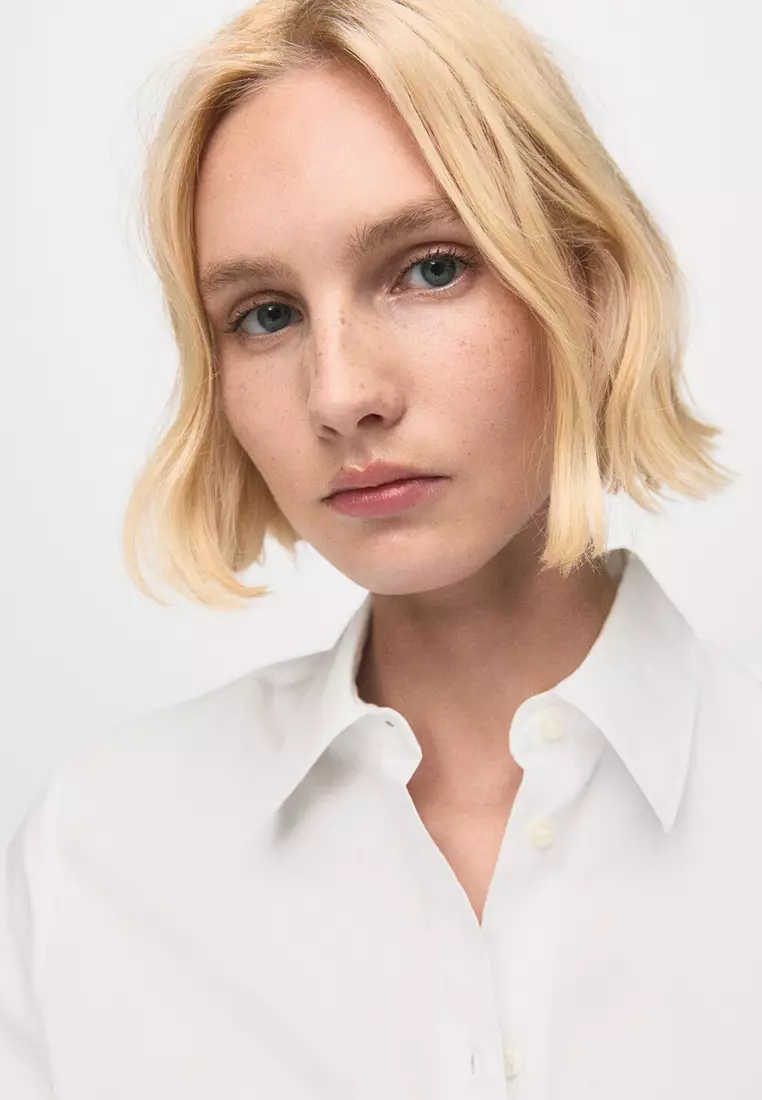 Cotton And Lyocell Blend Straight Shirt