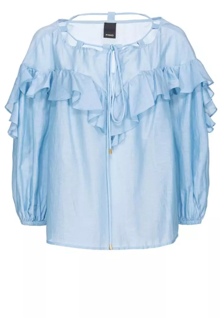 Blouse with maxi flounce