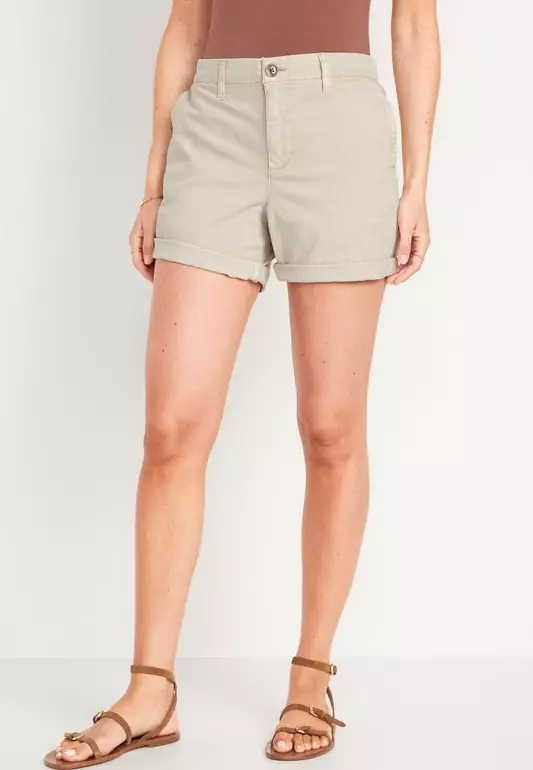 High-Waisted OGC Pull-On Chino Shorts for Women -- 5-inch inseam